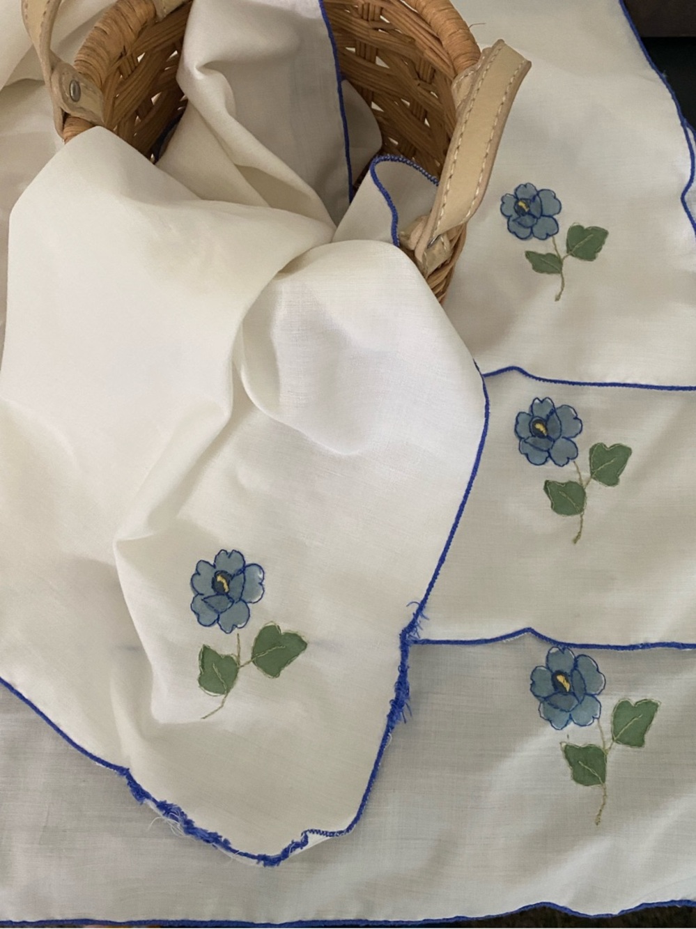 Vintage Blue Floral Cloth Napkins Set of 12 | Farmhouse Cottagecore Table Linens